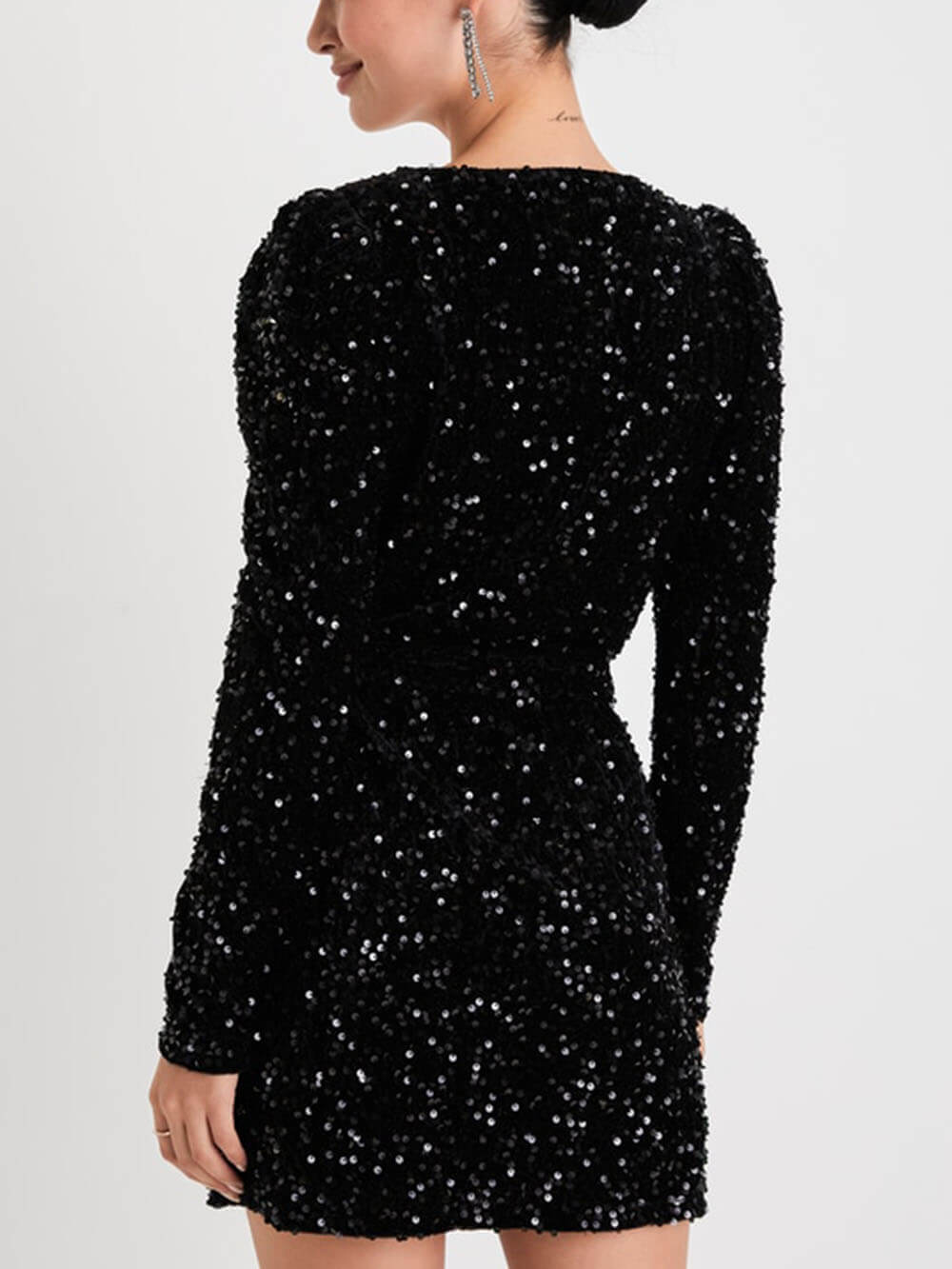 Velvet Sequin Wrap Mini Dress