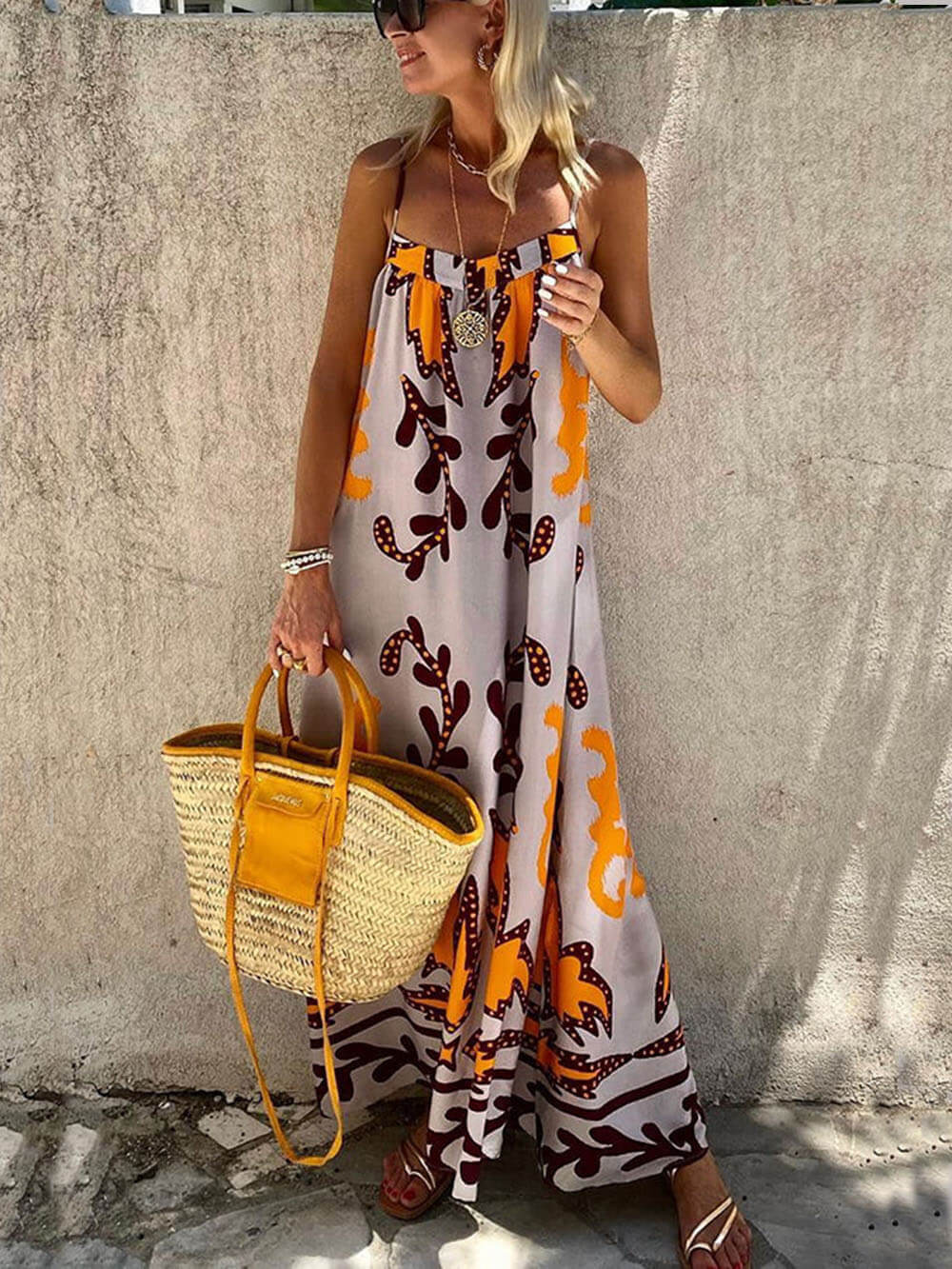 Boho Printed Cami Midi Dress
