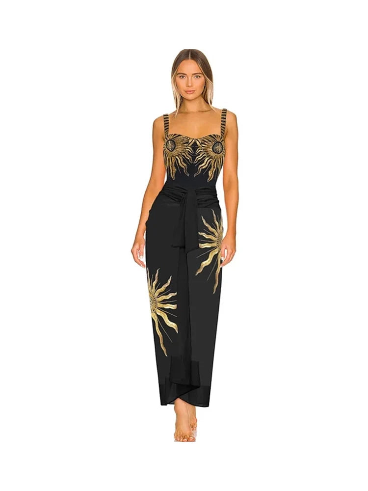 Sequin Sunflower One-Piece Swimsuit