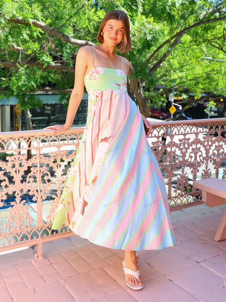 Bold Print A-Line Maxi Dress