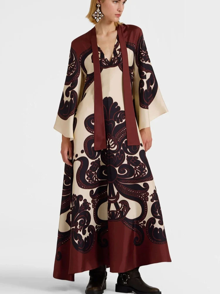 Bell-Cuff Kimono Wrap Dress