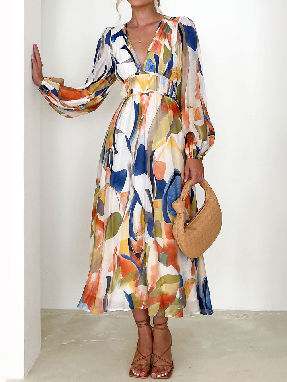 Geometric Print Maxi Dress