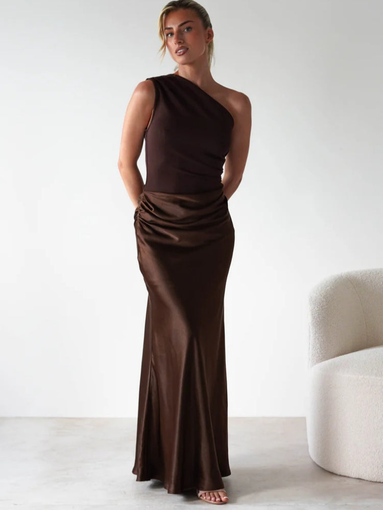 Asymmetric Diagonal Seam Cocktail Dress