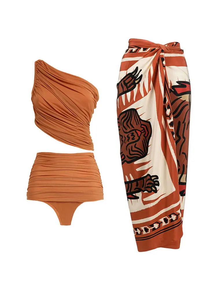 Retro Mesh Patchwork Bikini Set