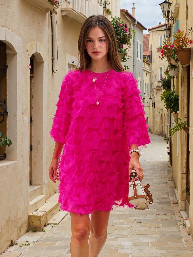 Fringe Sleeve Mini Dress