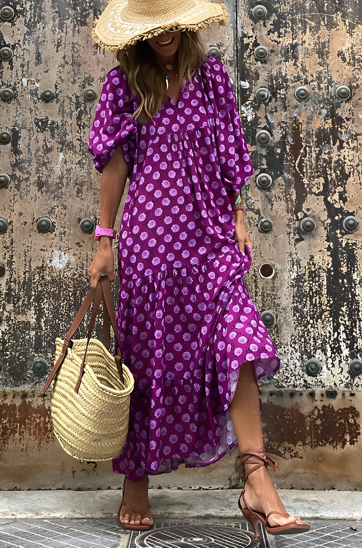 Cinched-Waist Midi Dress