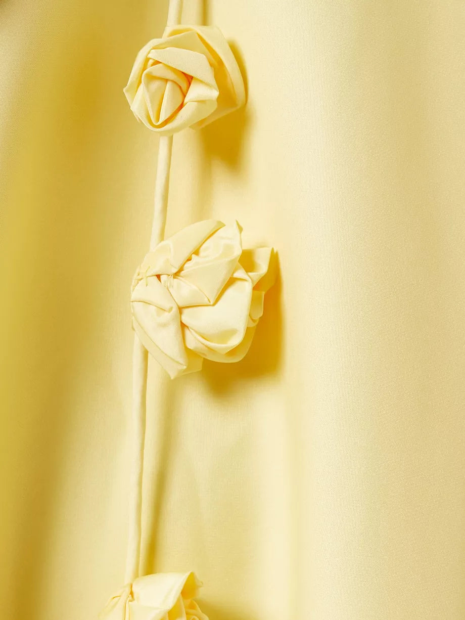 Rose Appliqué High-Low Mini Dress