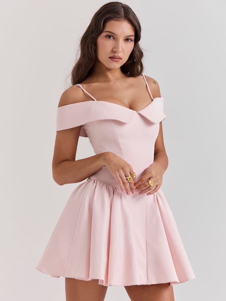 Off-Shoulder Pink Mini Dress