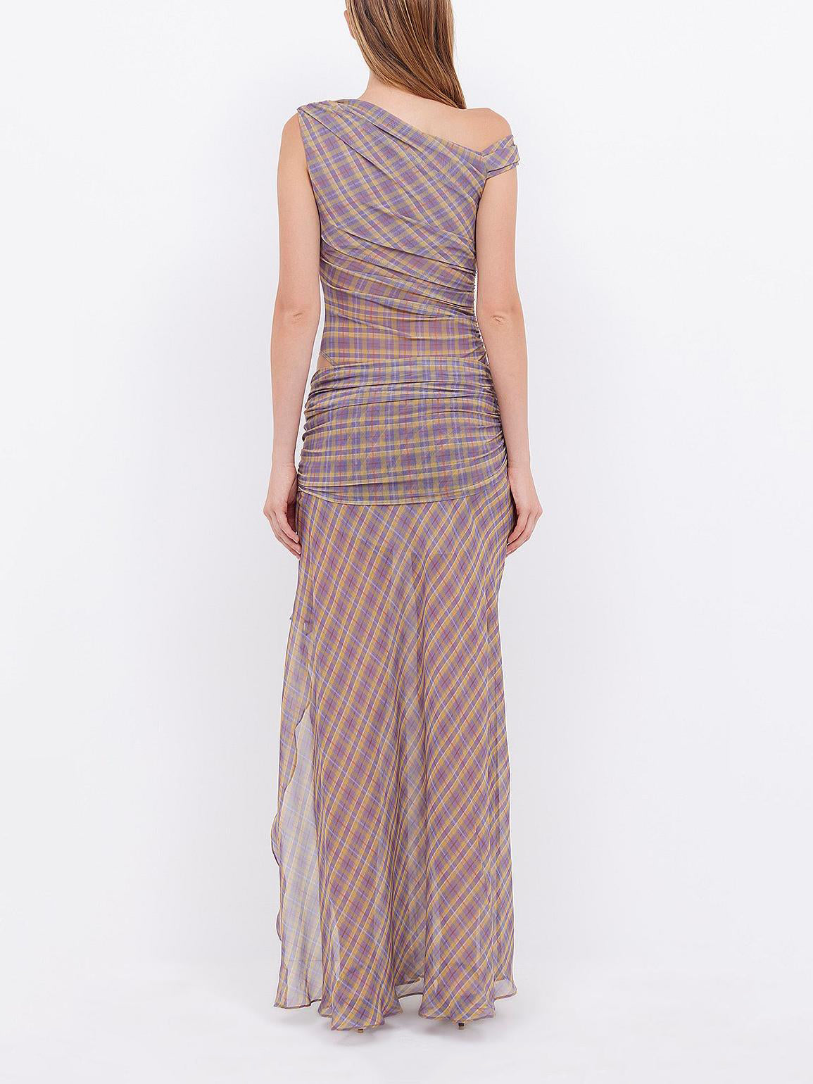 Asymmetric Hip-Cutout Maxi Dress