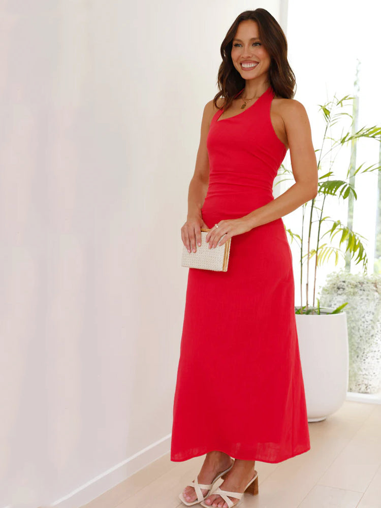 Backless Halter Midi Dress