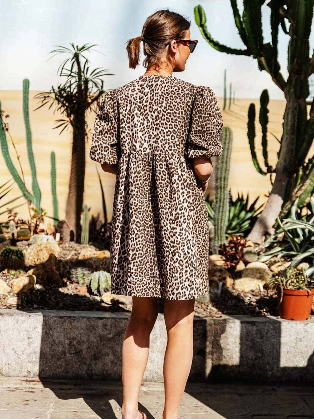 Leopard Print Puff Sleeve Mini