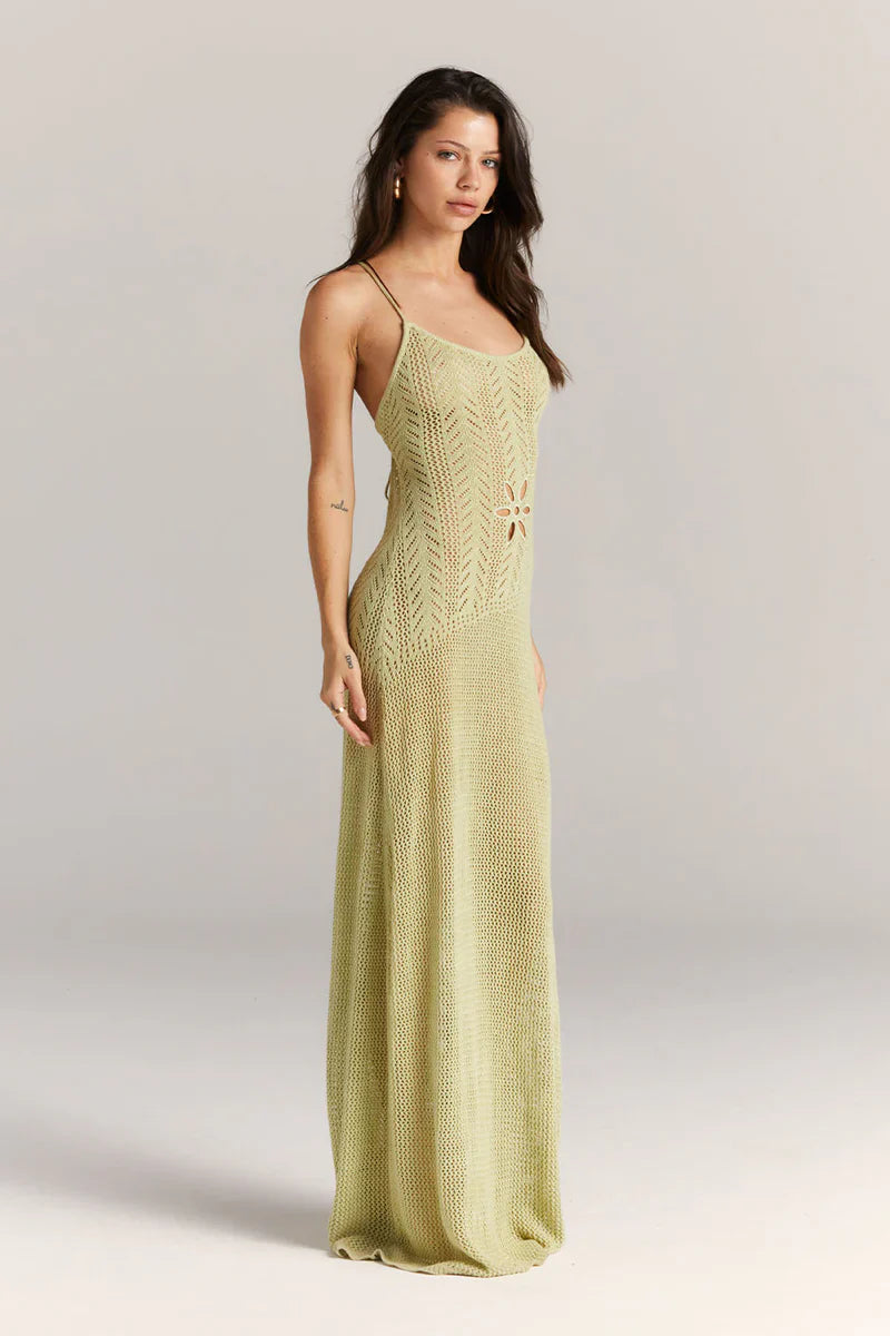 Floral Cut-Out Knit Maxi Dress