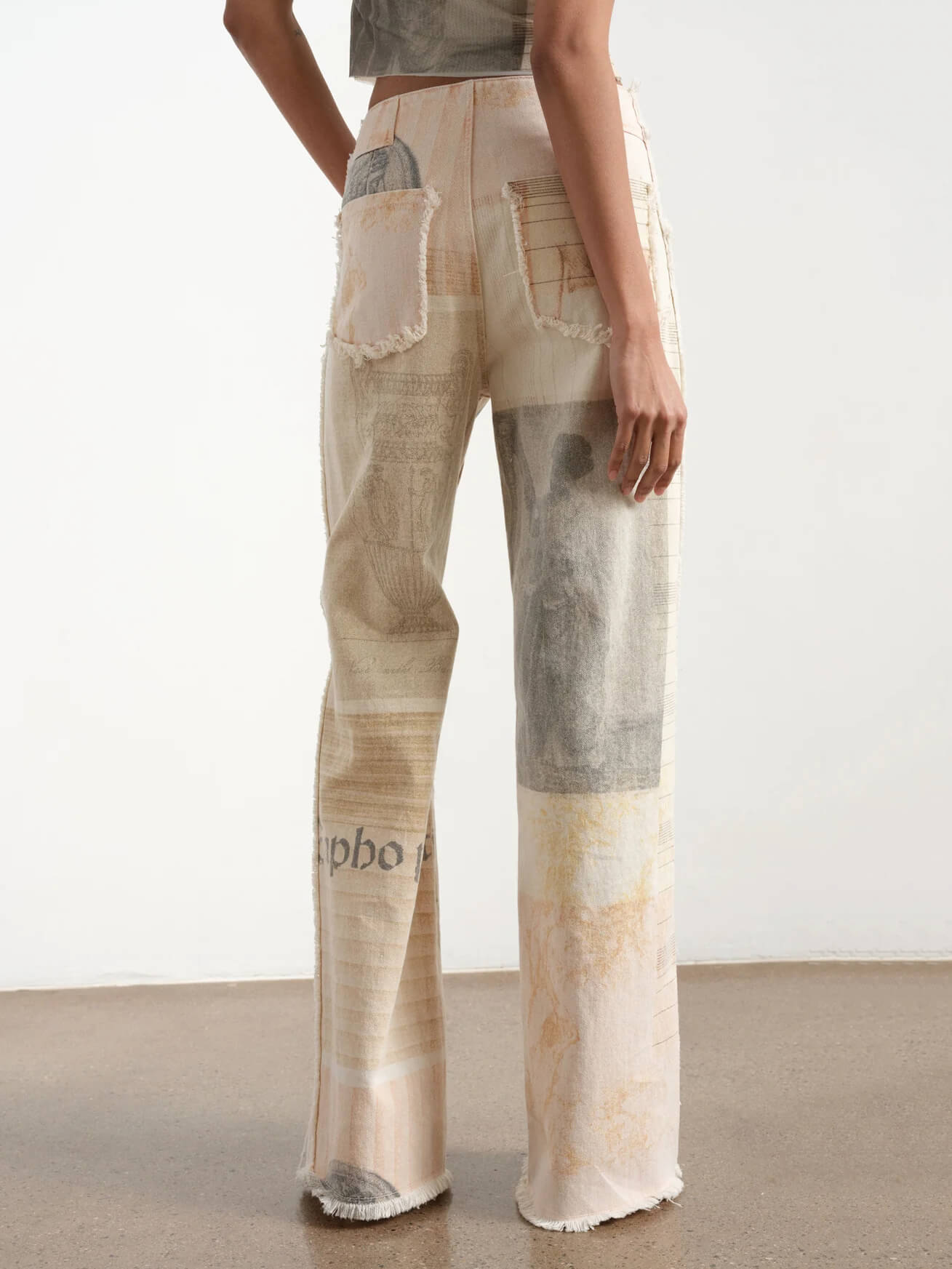 Vintage Print Wide Leg Jeans