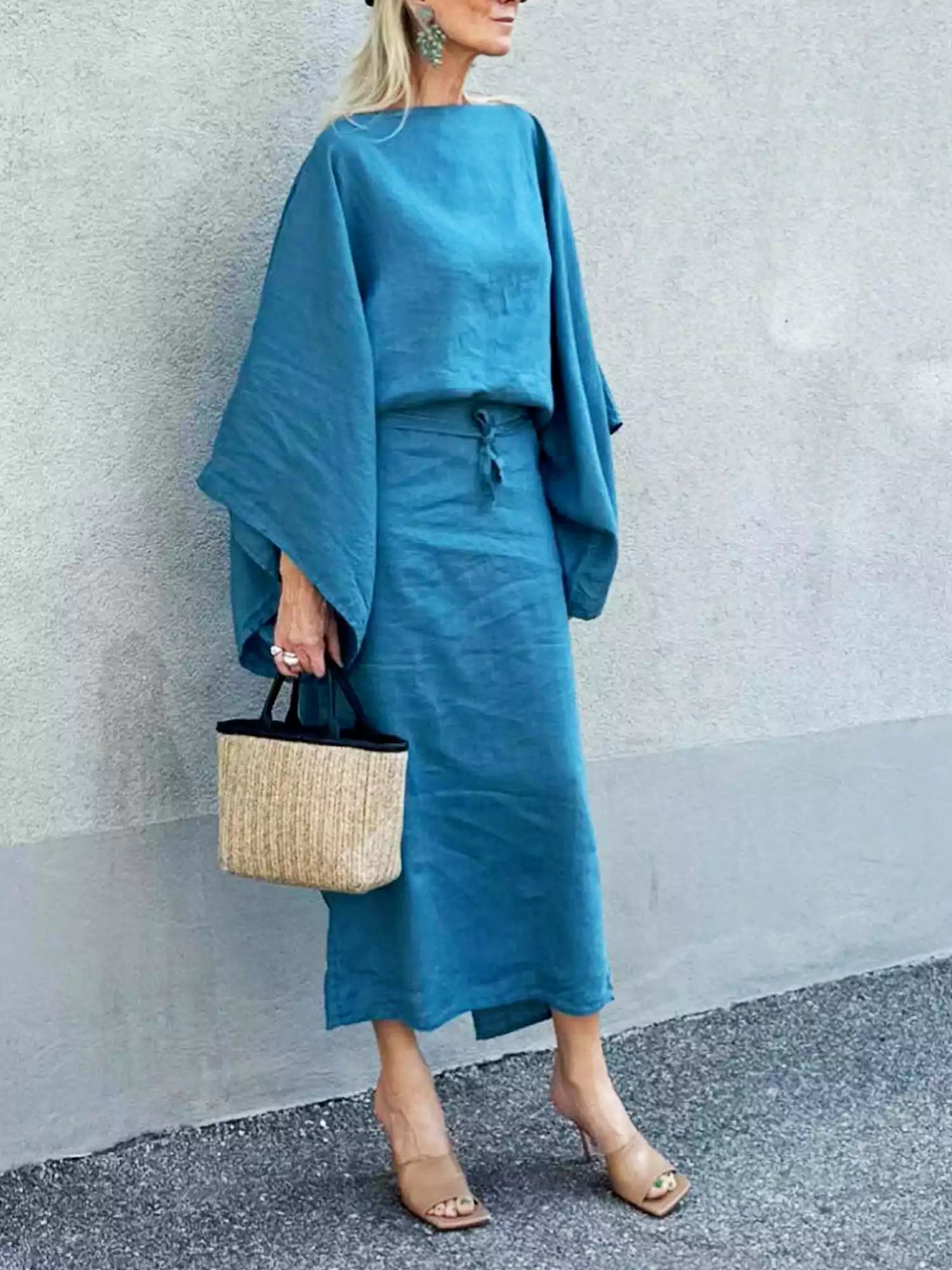 Kimono Style Linen Maxi Dress