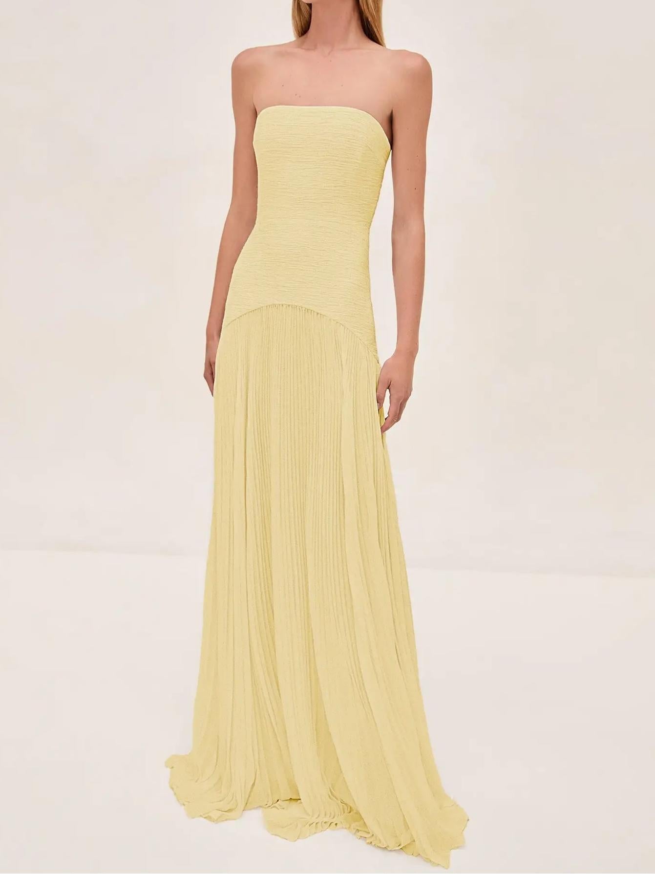 Tie-Sleeve Mesh Slit Maxi Dress