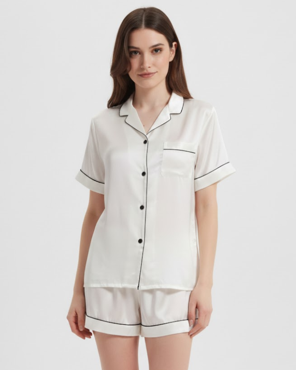 The Marise — Silk Short Sleeve Pyjama Set