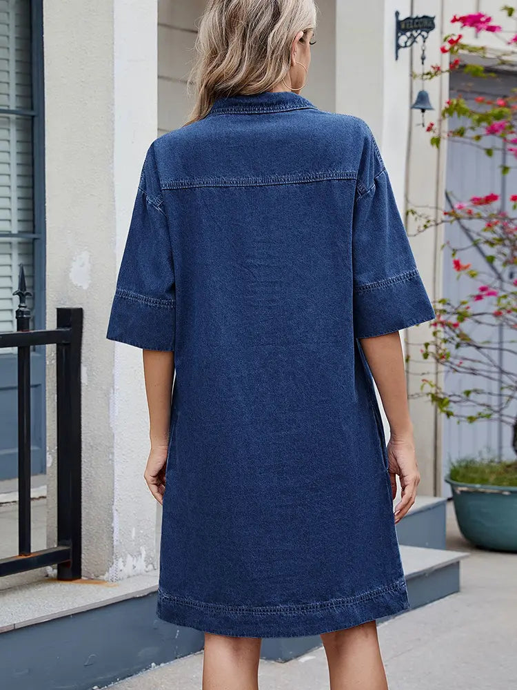 Loose Fit V-Neck Midi Dress