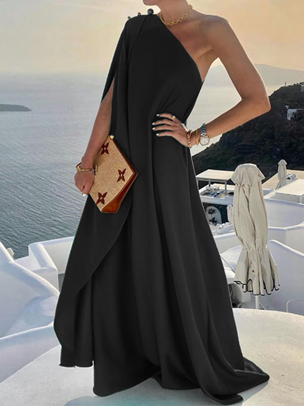 One-Shoulder Loose Maxi Dress