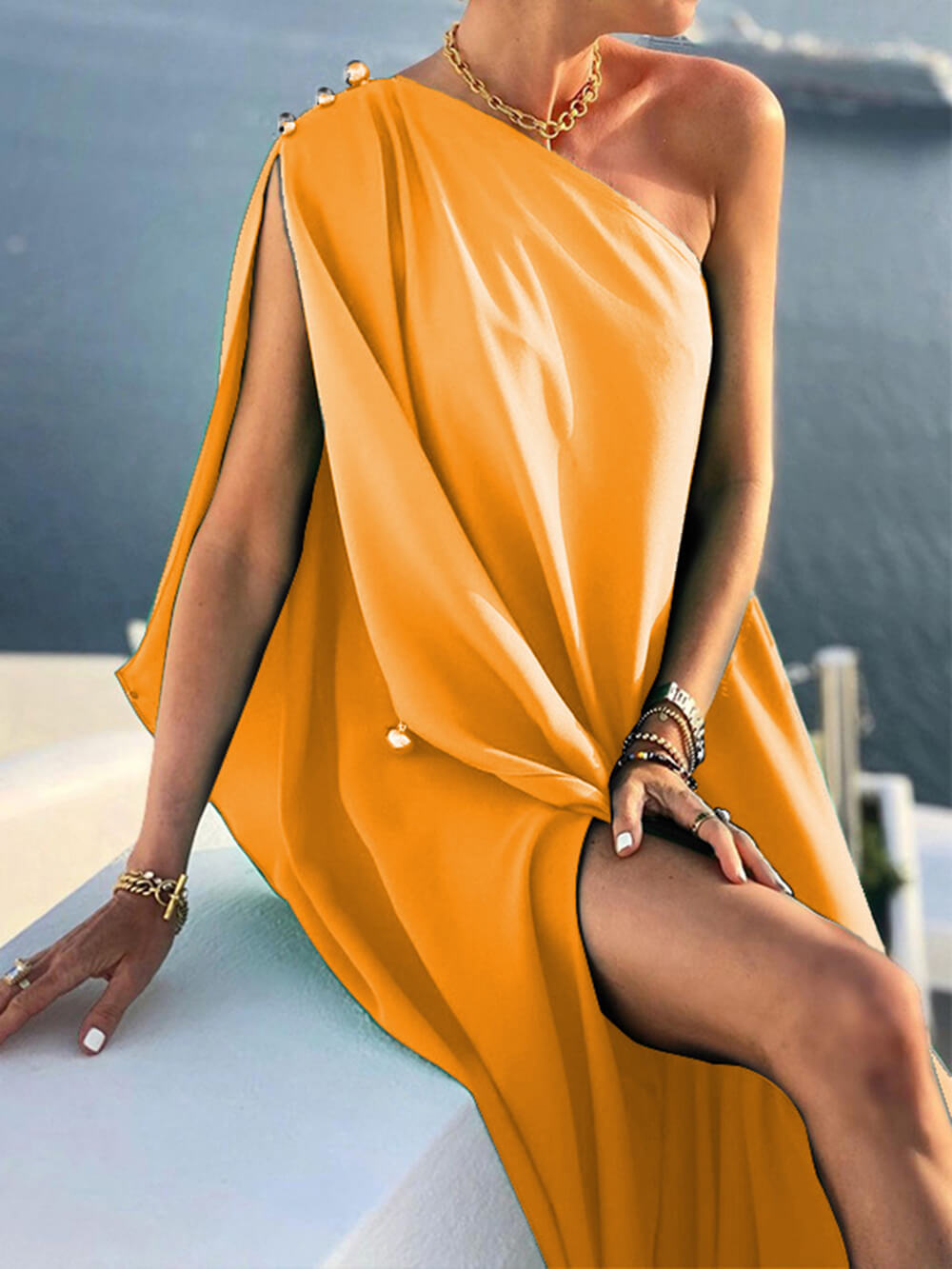 One-Shoulder Loose Maxi Dress