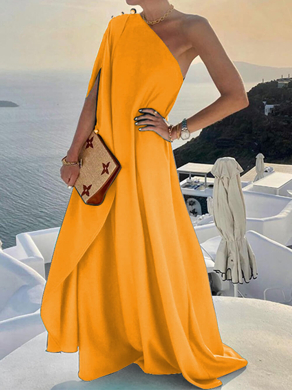 One-Shoulder Loose Maxi Dress