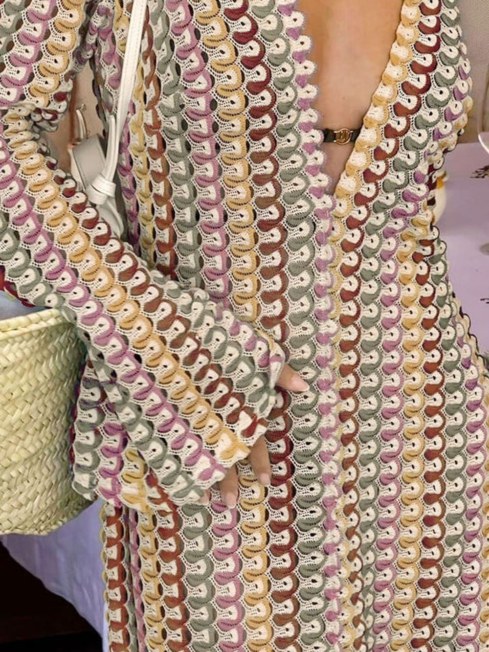 Brown Crochet Maxi Dress