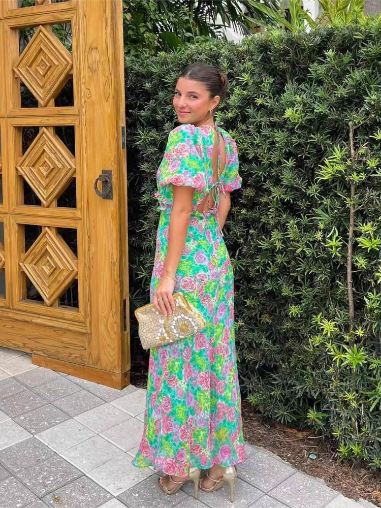 Puff Sleeve Floral Dress