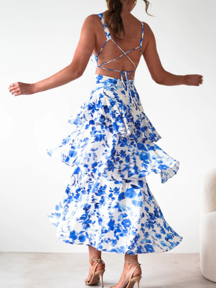 Floral V-Neck Slip Maxi Dress