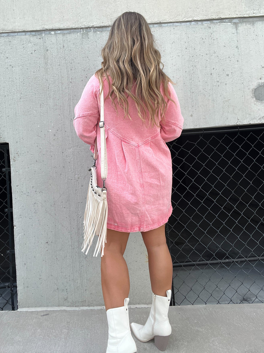 A-Line Button-Front Denim Dress