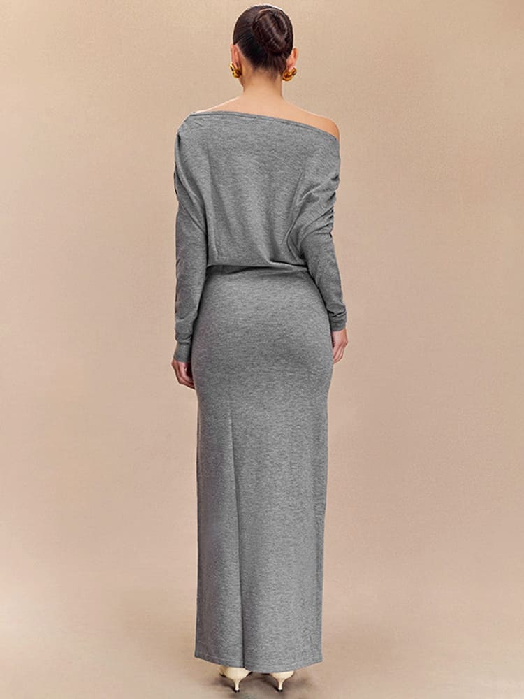Off-Shoulder Draped Sleeve Maxi Dress