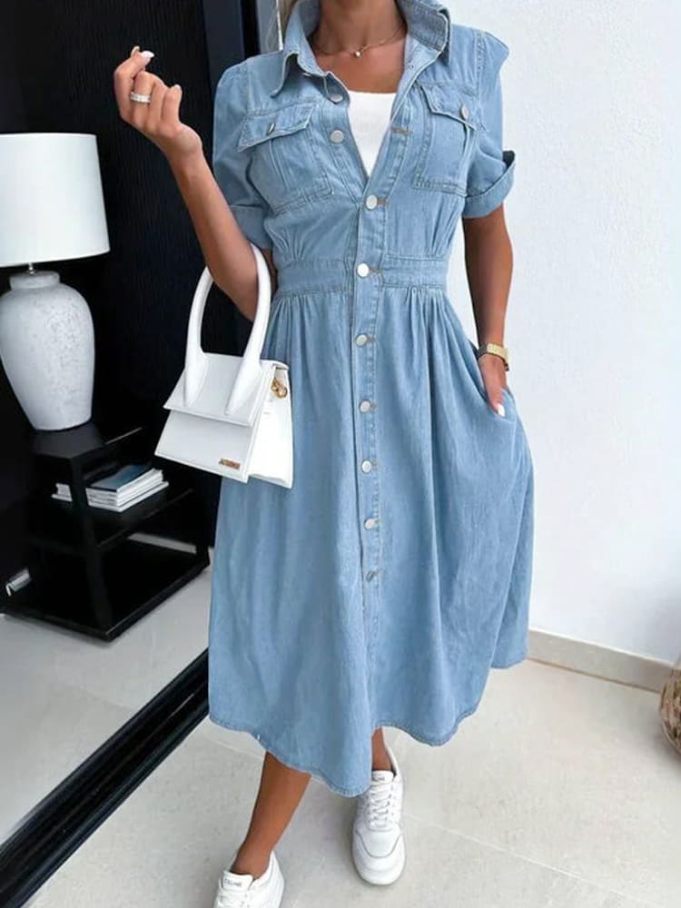 Collared Denim Shirt Dress