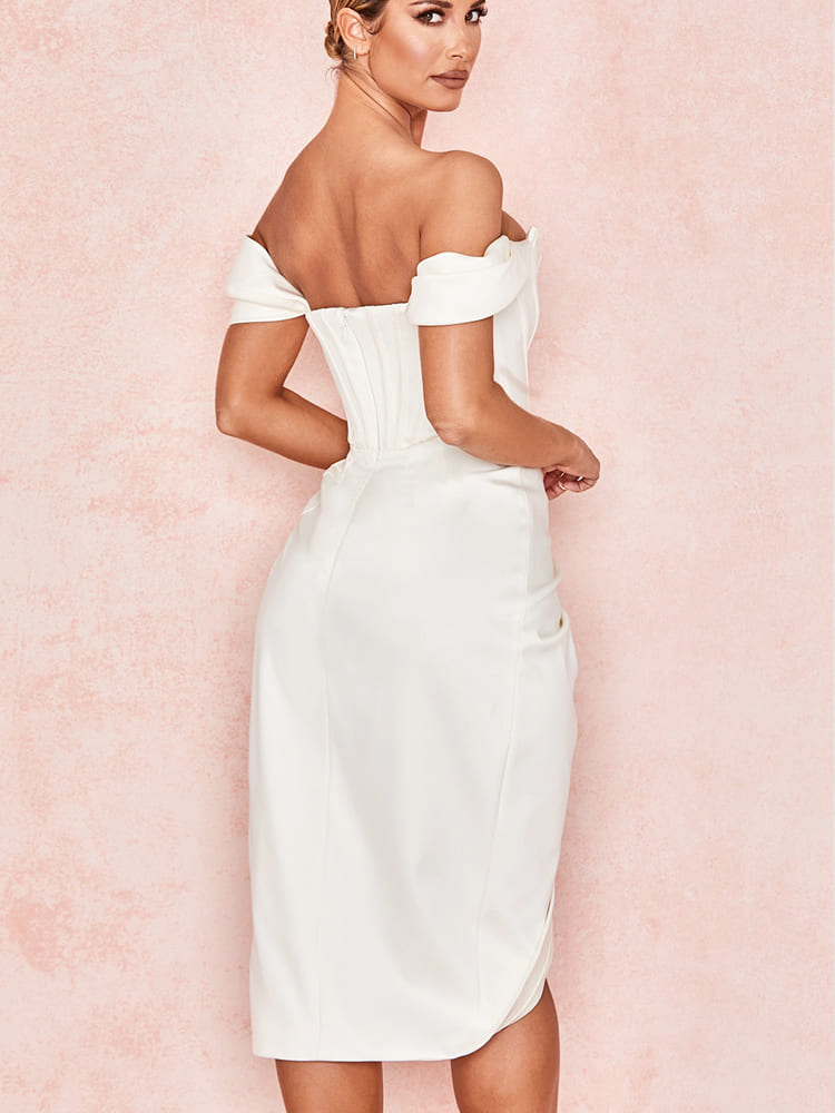 White Corset Bodycon Midi Dress