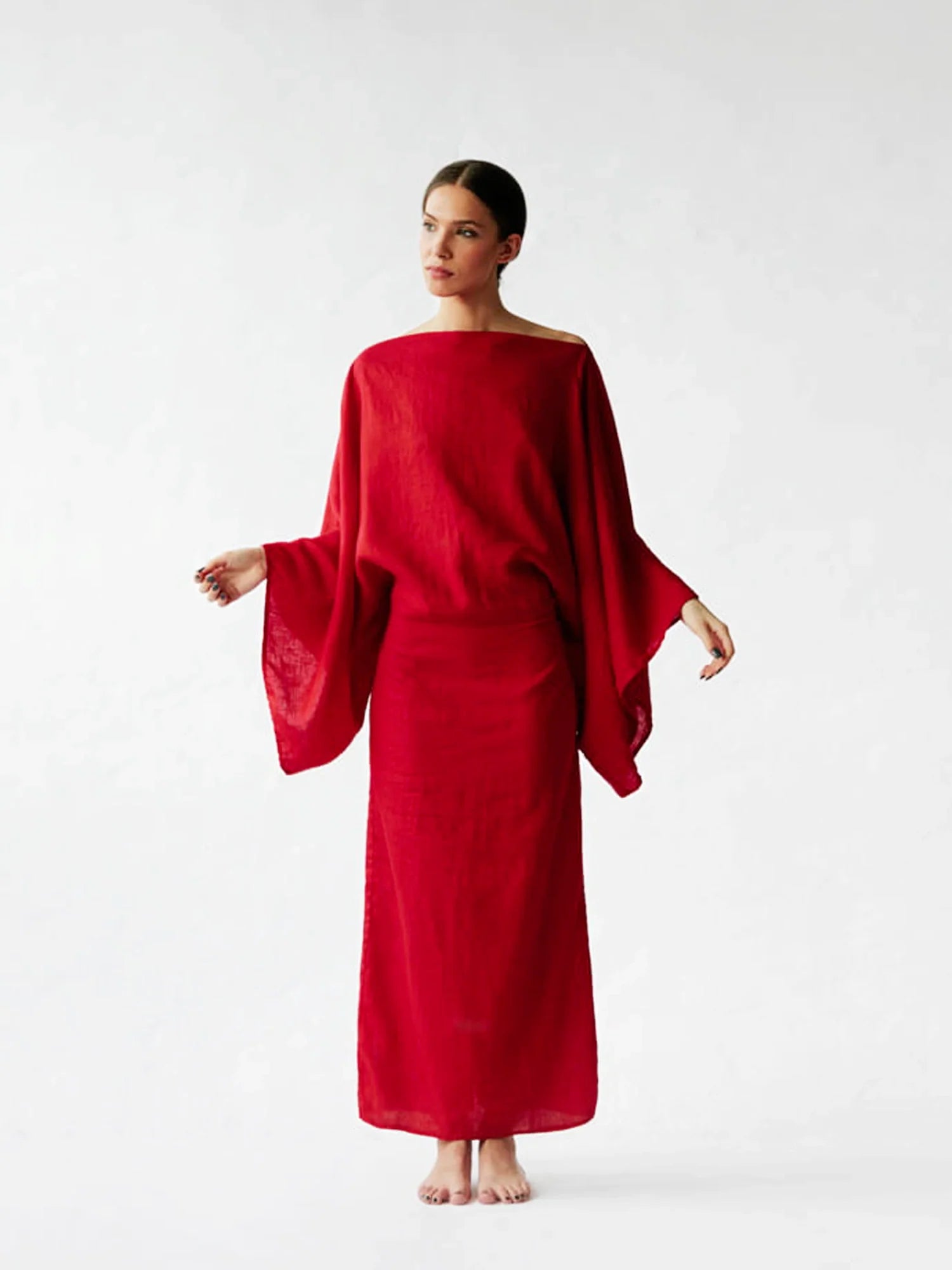Kimono Style Linen Maxi Dress
