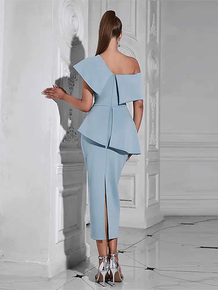 Ruffled Off-Shoulder Midi Dress