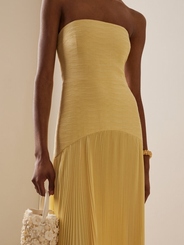 Tie-Sleeve Mesh Slit Maxi Dress