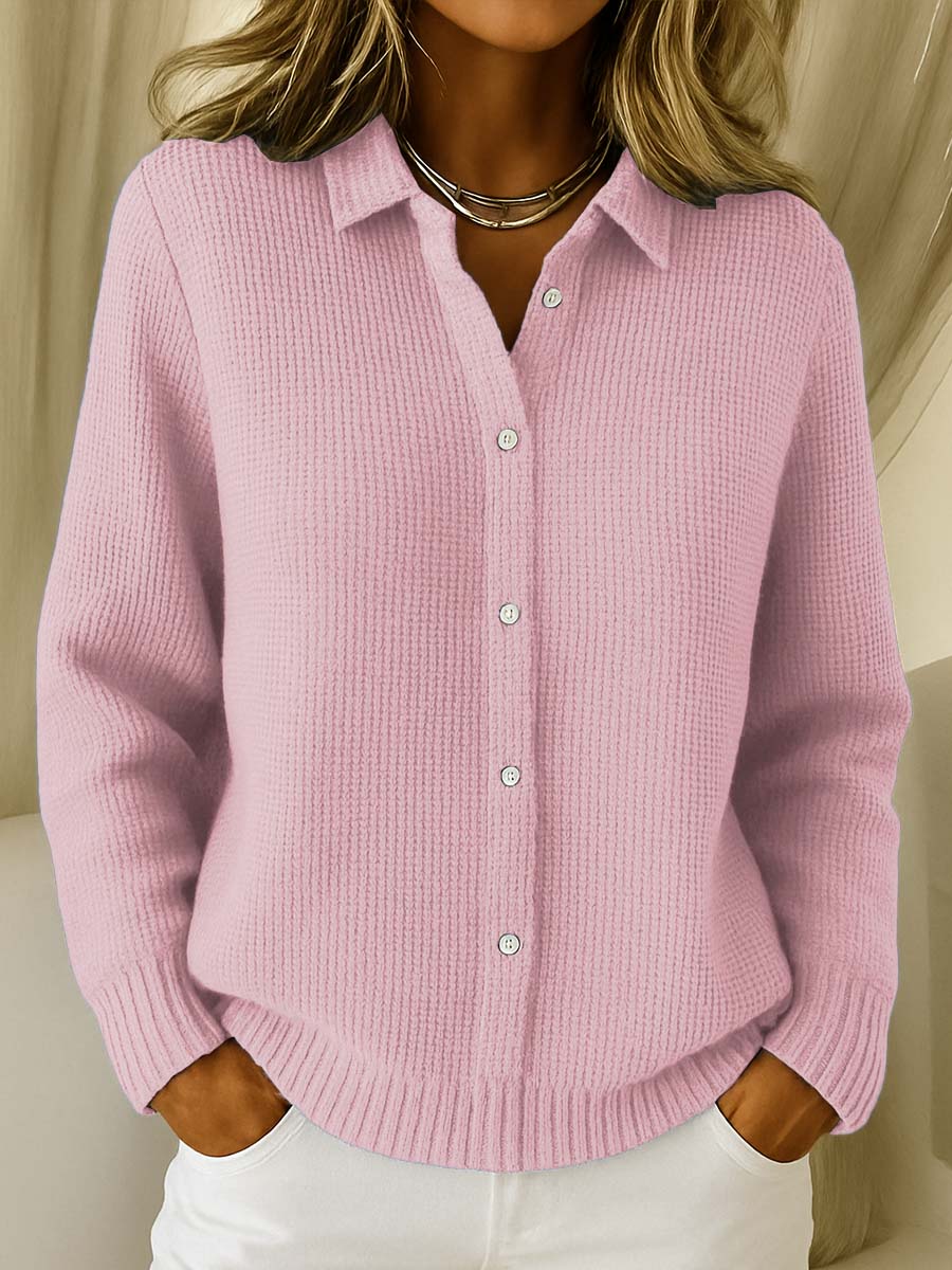 The Elena — Ribbed Knit Button-Down Cardigan
