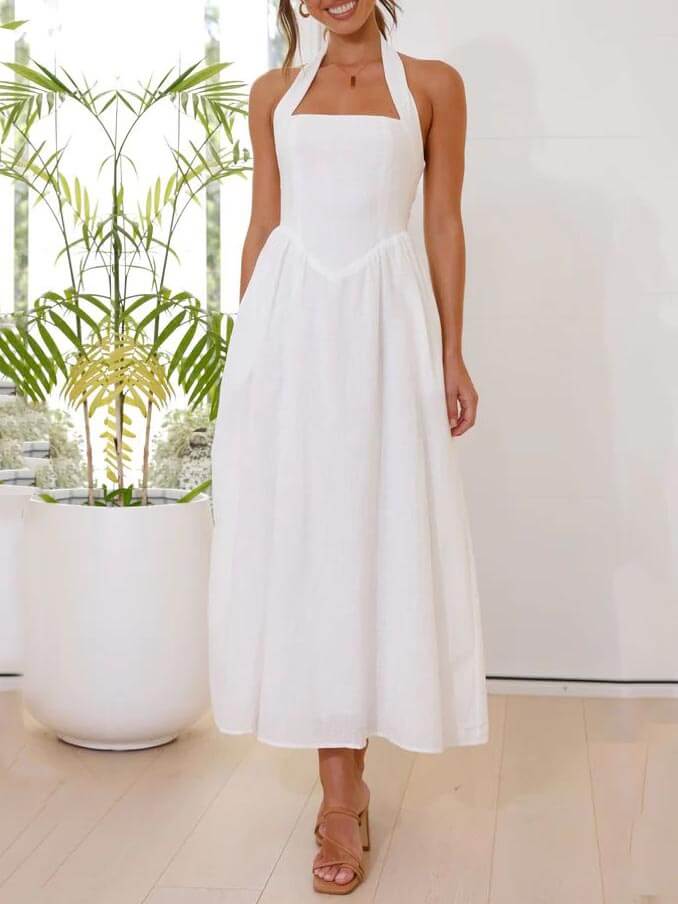Fitted Bodice Halter Dress