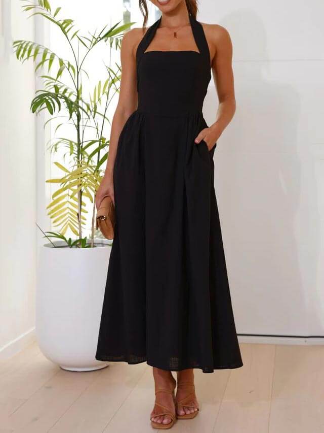 Fitted Bodice Halter Dress