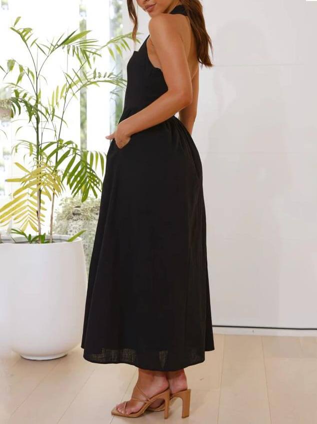 Fitted Bodice Halter Dress