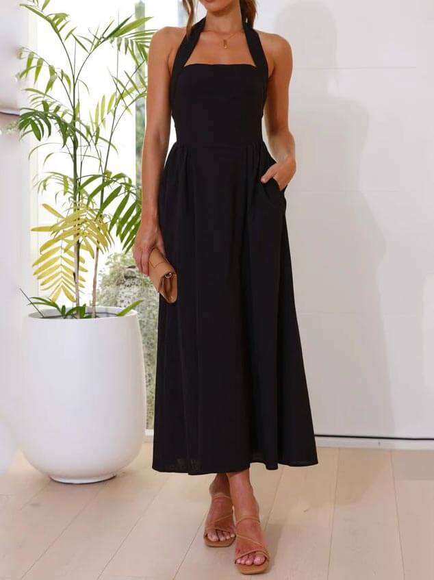 Fitted Bodice Halter Dress