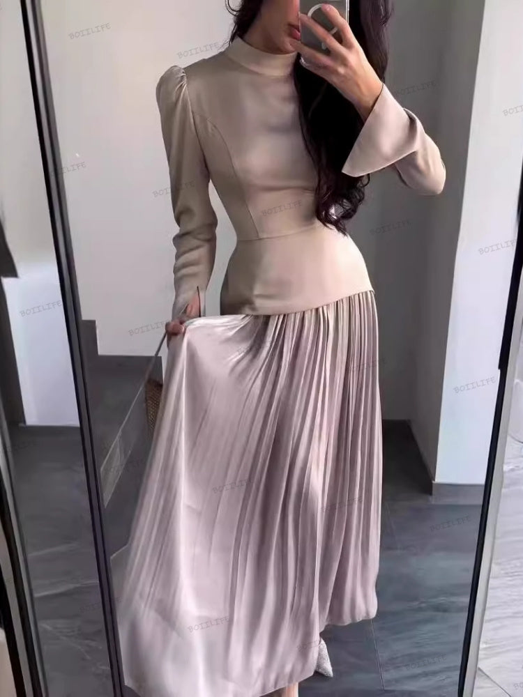 Colour Block Lace-Up Maxi Dress