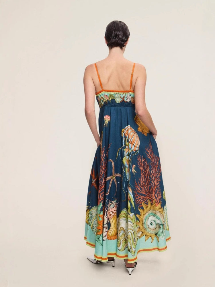 Graffiti Print Linen Tank Dress