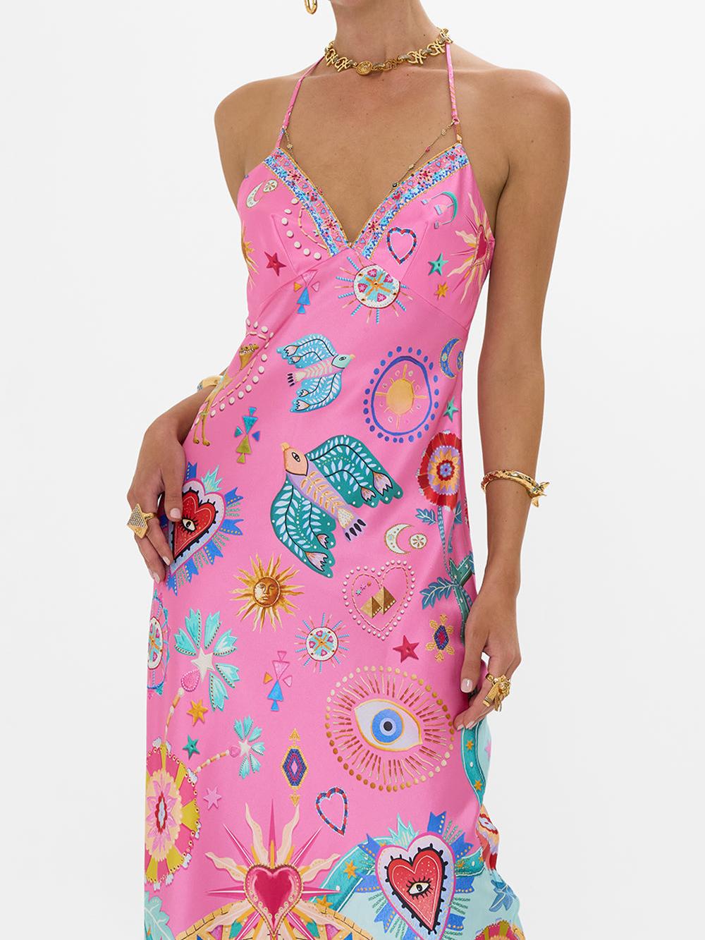 Chain Halter Maxi Dress