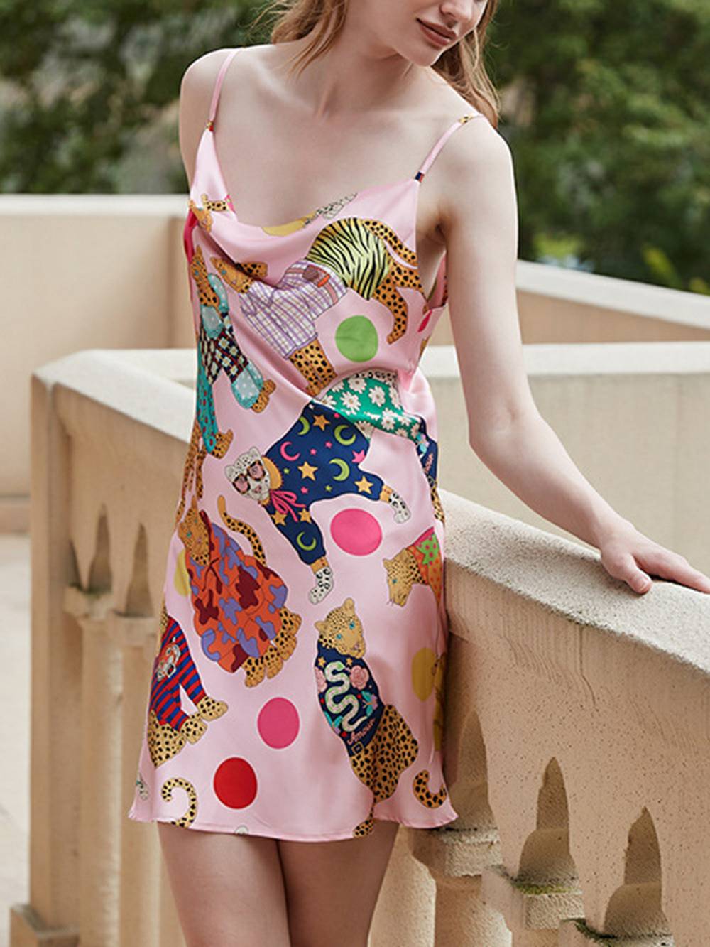Leopard Print Silk Robe Set