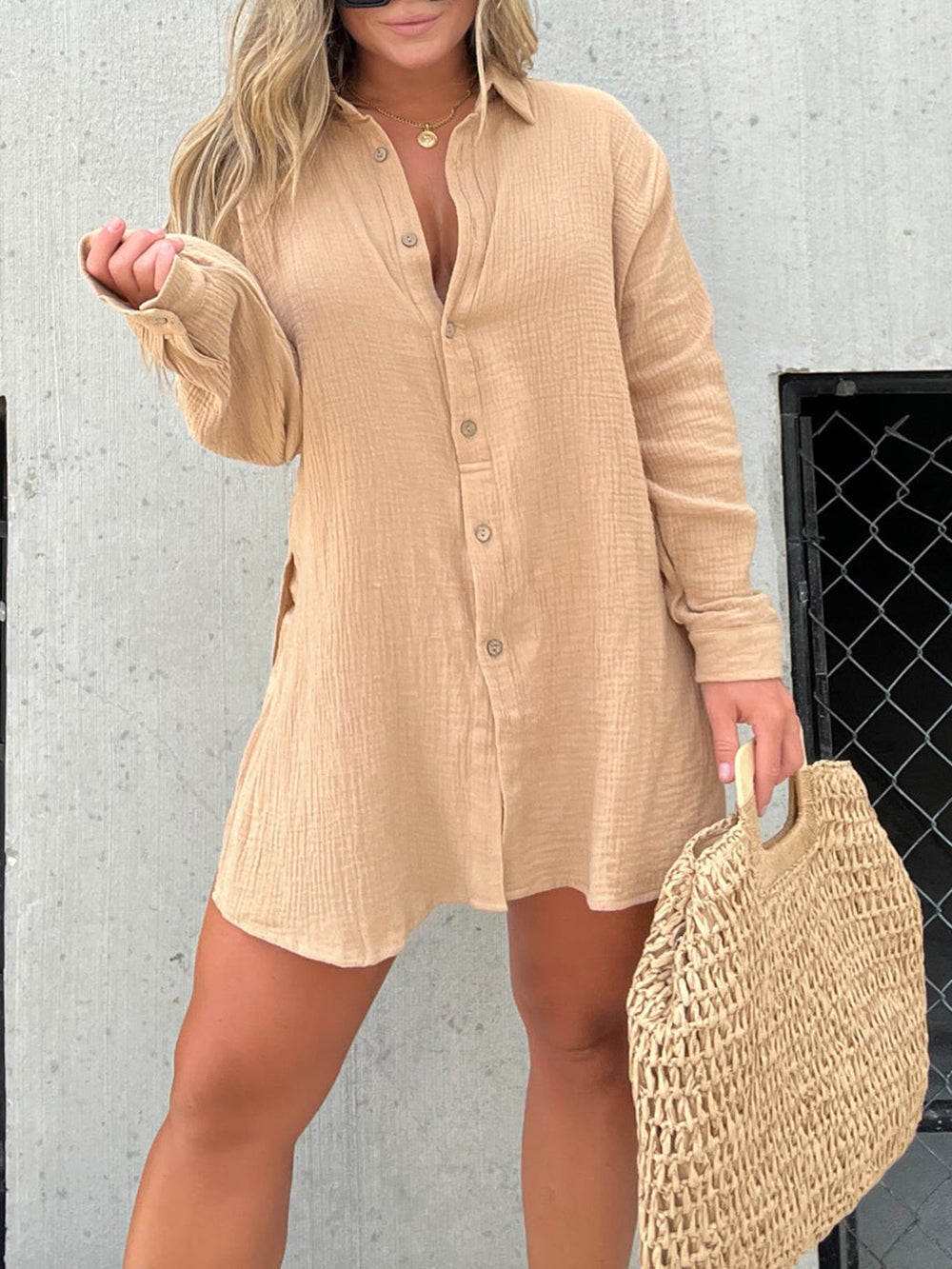 Cotton-Blend Romper Dress