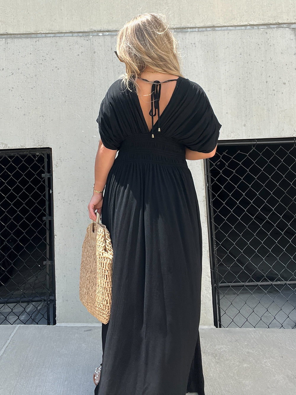 Kimono Sleeve Smocked Maxi Dress