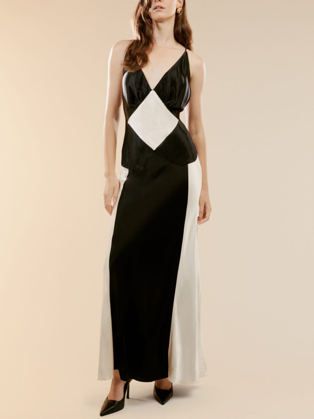 Contrast Panel Maxi Dress