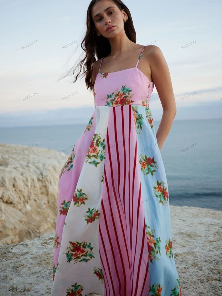 Bold Print A-Line Maxi Dress