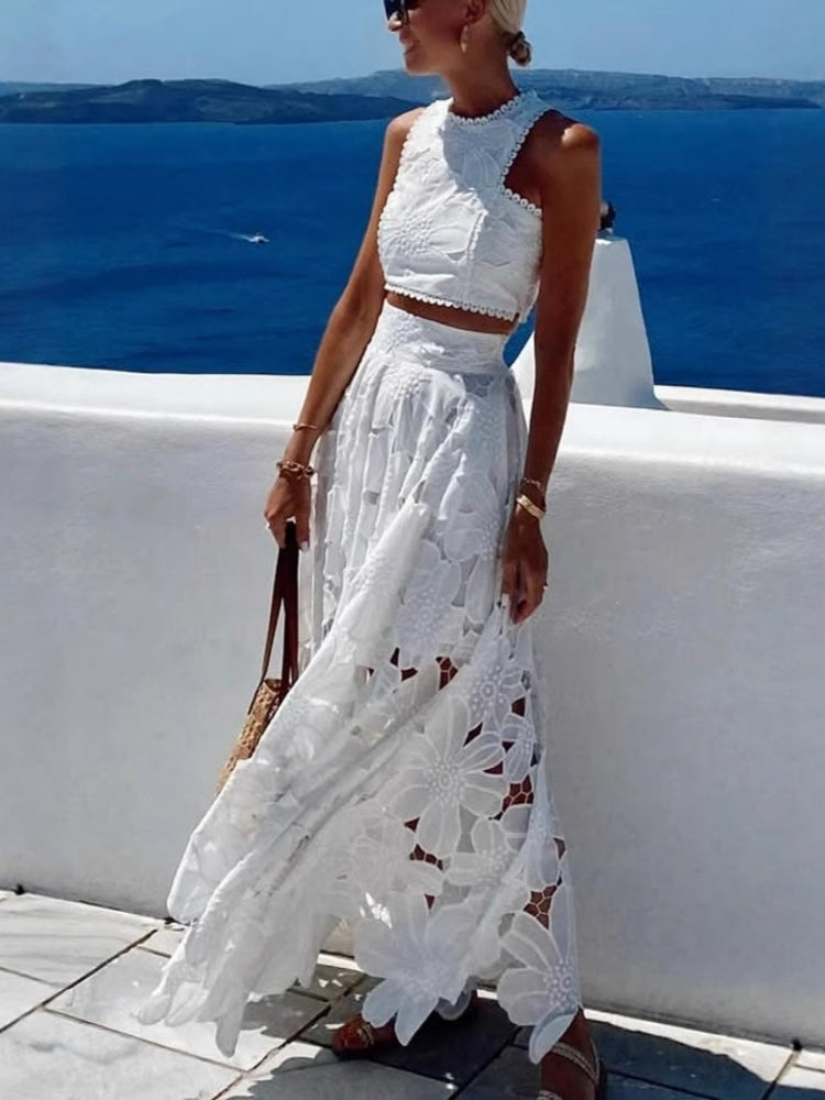 Hollow Out Tank & Skirt Set