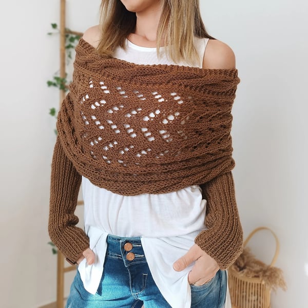 Zenina | Double sleeves shawl scarf