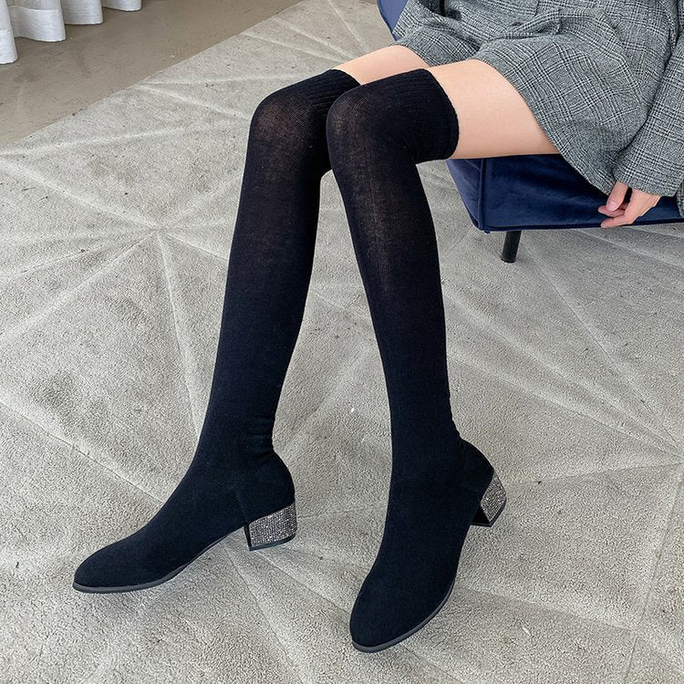 The Lena — Thigh-High Knit Sock Boots
